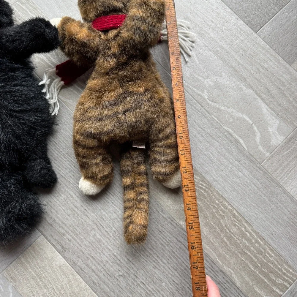 Vintage Ty Beanie Buddy Black Cat & Realistic Brown Tabby Plushies 16